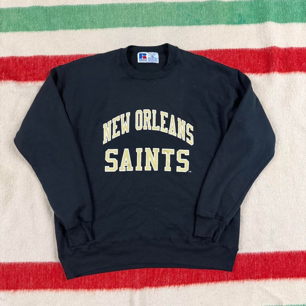 Vintage 90s New Orleans Saints Russell Athletic Crewneck Sweatshirt XL USA FLAW